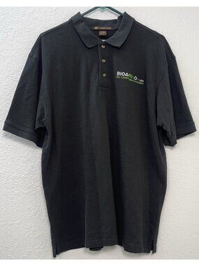 BIOAMMO USA Bio-Compostable Ammunition Mens XL Black S/S Polo SHIRT Harriton EUC